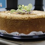 Freshly baked cake on a platter