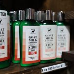 CBD goat milk lotion in bottles